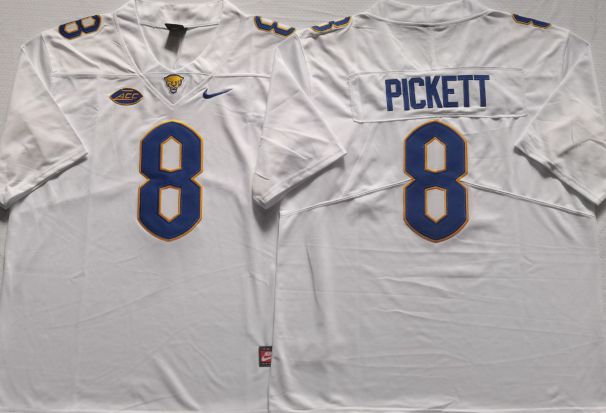 Men Pittsburgh Panthers #8 Pickett White Nike 2025 NCAA Jersey